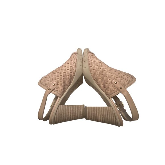 The Flexx Womens Beige Woven Peep Toe Heeled Sandals Size 6 Adjustable Strap - Picture 6 of 6